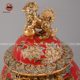 Chóe đại công danh phú quý men sứ đỏ dung tích 60l vẽ vàng cao 82cm