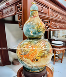 Hồ Lô Phong Thủy long phụng vẽ vàng 24k men loang chuẩn Bát Tràng kích thước 65cm | Quà Tặng Phong Thủy hồ lô gốm sứ