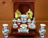 Bộ Đồ Thờ thần tài gốm Bát Tràng men dong đắp nổi thủ công | Đồ Thờ Gốm Bát Tràng