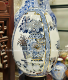 Trứng phong thủy gốm Bát Tràng tứ quý cổ đồ nền trắng vẽ lam vẽ vàng 24k kích thước 60cm