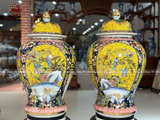 Chóe gốm sứ Bát Tràng họa tiết tứ cảnh nền vàng vẽ vàng 24k dung tích 20l