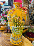 Mai bình công danh phú quý men vàng đắp nổi vẽ vàng kích thước cao 55cm