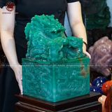 Quà Tặng Cao Cấp Ấn Rồng Ngọc Thạch Anh Xanh kích thước 23x23x40cm
