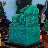 Quà Tặng Cao Cấp Ấn Rồng Ngọc Thạch Anh Xanh kích thước 23x23x40cm