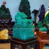 Quà Tặng Cao Cấp Ấn Rồng Ngọc Thạch Anh Xanh kích thước 23x23x40cm