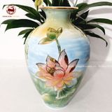 Lọ hoa sen bằng sứ kích thước cao 60cm vẽ màu