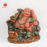 Tượng Di Lặc Trường Thọ men hổ phách cao 66cm