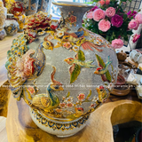 Bình Hút Tài Lộc gốm Bát Tràng công danh phú quý men rạn màu đắp nổi vẽ vàng kích thước 30cm | Quà Tặng Cao Cấp bình hút tài lộc Bát Tràng