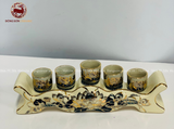 Bộ Đồ Thờ Bát Tràng họa tiết song long men chu đậu vẽ vàng 24k 17 vật phẩm | Bộ Thờ Cúng Gia Tiên Bát Tràng