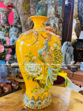 Mai bình công danh phú quý men vàng đắp nổi vẽ vàng kích thước cao 55cm