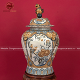Chóe tứ cảnh men rạn đắp nổi vẽ vàng dung tích 20l