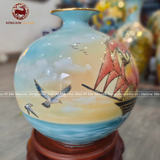 Bình Hút Tài Lộc gốm Bát Tràng thuận buồm xuôi gió men màu kích thước 35cm | Quà Tặng Cao Cấp bình hút tài lộc Bát Tràng