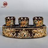 Bộ Đồ Thờ Bát Tràng đầy đủ dâng ban gia tiên men nâu đắp nổi vẽ vàng 29 vật phẩm | Bộ Thờ Cúng Gia Tiên Bát Tràng