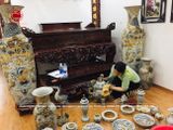 Bộ Đồ Thờ Bát Tràng đầy đủ cung tiến từ đường men rạn đắp nổi Bát Tràng 29 vật phẩm | Bộ Thờ Cúng Gia Tiên Bát Tràng