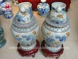 Chóe hoa sen men rạn đắp nổi cao 60cm