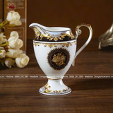 Bộ ấm chén Bát Tràng men trắng Hào Gia Phú Quý phong cách Châu Âu viền vàng 24k đầy đủ 16 vật phẩm cao cấp