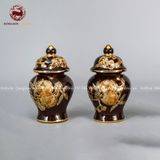 Bộ Đồ Thờ Bát Tràng đầy đủ dâng ban gia tiên men nâu đắp nổi vẽ vàng 29 vật phẩm | Bộ Thờ Cúng Gia Tiên Bát Tràng