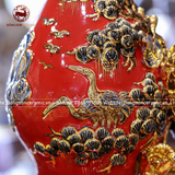 Hồ Lô Phong Thủy thuận buồm xuôi gió men sứ đỏ đắp nổi vẽ vàng chuẩn Bát Tràng kích thước 55cm | Quà Tặng Phong Thủy hồ lô gốm sứ