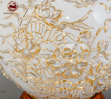 Bình Hút Tài Lộc gốm Bát Tràng thuận buồm xuôi gió đắp nổi vẽ vàng kích thước 40cm | Quà Tặng Cao Cấp bình hút tài lộc Bát Tràng
