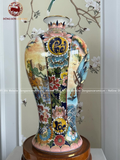 Mai bình mã đáo thành công men sứ màu kích thước cao 48cm vẽ vàng 24k