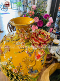 Mai bình công danh phú quý men vàng đắp nổi vẽ vàng kích thước cao 55cm