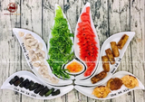Bộ bát ăn gốm sứ Bát Tràng hoa sen men sứ trắng 7 vật phẩm