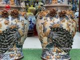 Đôi chóe phong thủy đắp nổi công đào cao 75 cm