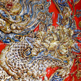 Bát thả hoa song long chầu nguyệt men sứ đỏ đắp nổi vẽ vàng đường kính 45cm