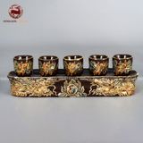 Bộ Đồ Thờ Bát Tràng đầy đủ dâng ban gia tiên men nâu đắp nổi vẽ vàng 29 vật phẩm | Bộ Thờ Cúng Gia Tiên Bát Tràng
