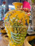 Mai bình công danh phú quý men vàng đắp nổi vẽ vàng kích thước cao 55cm