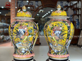 Chóe gốm sứ Bát Tràng họa tiết tứ cảnh nền vàng vẽ vàng 24k dung tích 20l