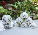 Bộ bát ăn gốm sứ Bát Tràng hoa sen men chàm 24 vật phẩm