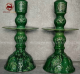 Bộ Đồ Thờ Bát Tràng đầy đủ dâng ban gia tiên men xanh hoàng thổ đắp nổi 20 vật phẩm | Bộ Thờ Cúng Gia Tiên Bát Tràng