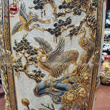 Lục Bình Bát Tràng men rạn tứ cảnh đắp nổi vẽ vàng kích thước 1m4 | Quà Tặng Cao Cấp lục bình gốm