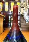 Bình tỳ bà họa tiết sơn thủy nhân sơn trang men sứ trắng kích thước cao 63cm vẽ tay