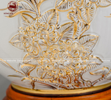 Bình Hút Tài Lộc gốm Bát Tràng thuận buồm xuôi gió đắp nổi vẽ vàng kích thước 40cm | Quà Tặng Cao Cấp bình hút tài lộc Bát Tràng