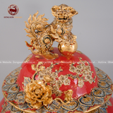 Chóe đại công danh phú quý men sứ đỏ dung tích 60l vẽ vàng cao 82cm