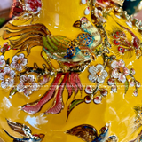 Bình Hút Tài Lộc gốm Bát Tràng công danh phú quý men sứ vàng đắp nổi vẽ vàng kích thước 35cm | Quà Tặng Cao Cấp bình hút tài lộc Bát Tràng