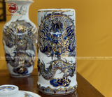 Bộ Đồ Thờ Bát Tràng đầy đủ dâng ban gia tiên men lam đắp nổi vẽ vàng 12 vật phẩm | Bộ Thờ Cúng Gia Tiên Bát Tràng
