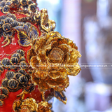 Hồ Lô Phong Thủy thuận buồm xuôi gió men sứ đỏ đắp nổi vẽ vàng chuẩn Bát Tràng kích thước 55cm | Quà Tặng Phong Thủy hồ lô gốm sứ