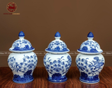 Bộ Đồ Thờ Bát Tràng đầy đủ dâng ban gia tiên men lam vẽ sen 32 vật phẩm | Bộ Thờ Cúng Gia Tiên Bát Tràng