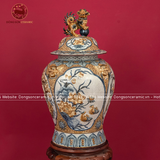 Chóe tứ cảnh men rạn đắp nổi vẽ vàng dung tích 20l