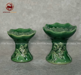Bộ Đồ Thờ Bát Tràng đầy đủ dâng ban gia tiên men xanh hoàng thổ đắp nổi 20 vật phẩm | Bộ Thờ Cúng Gia Tiên Bát Tràng