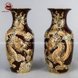 Bộ Đồ Thờ Bát Tràng đầy đủ dâng ban gia tiên men nâu đắp nổi vẽ vàng 29 vật phẩm | Bộ Thờ Cúng Gia Tiên Bát Tràng