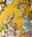 Bình phú quý Bát Tràng công danh phú quý men vàng đắp nổi vẽ vàng kích thước 72cm