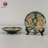 Bộ Đồ Thờ Bát Tràng đầy đủ dâng ban gia tiên men sứ xanh lục bảo đắp nổi vẽ vàng 35 vật phẩm | Bộ Thờ Cúng Gia Tiên Bát Tràng