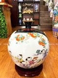 Bình Hút Tài Lộc hỉ khí lâm môn men sứ trắng kích thước cao 43cm họa tiết vẽ tay | Quà Tặng Cao Cấp bình hút tài lộc Bát Tràng
