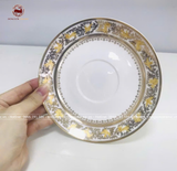 Bộ ấm chén Bát Tràng men trắng Hào Gia Phú Quý vẽ vàng đầy đủ 16 vật phẩm cao cấp