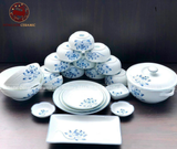 Bộ bát ăn gốm sứ Bát Tràng hoa sen men ngọc 22 vật phẩm