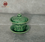 Bộ Đồ Thờ Bát Tràng đầy đủ dâng ban gia tiên men xanh hoàng thổ đắp nổi 20 vật phẩm | Bộ Thờ Cúng Gia Tiên Bát Tràng